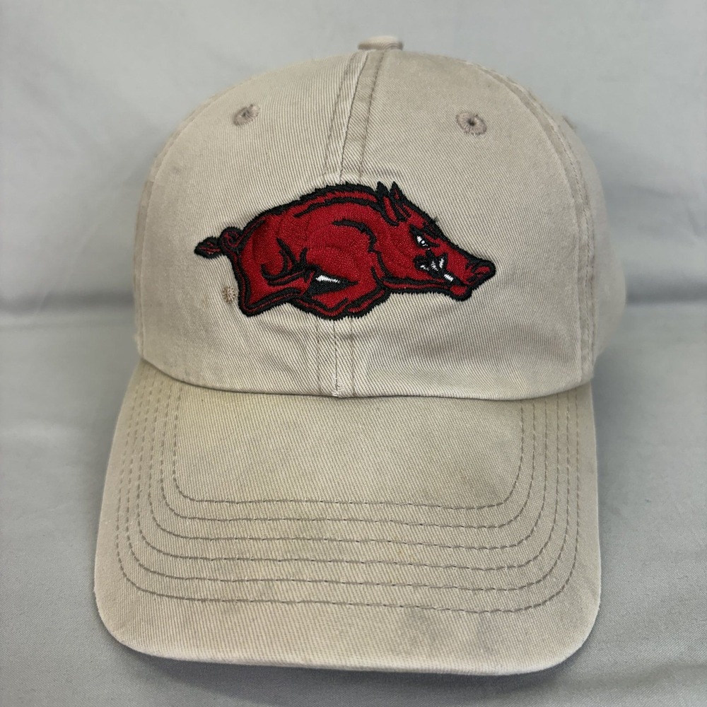 Captivating Headwear Arkansas Razorbacks Hat Mens OSFM Tan Embroidered Cap